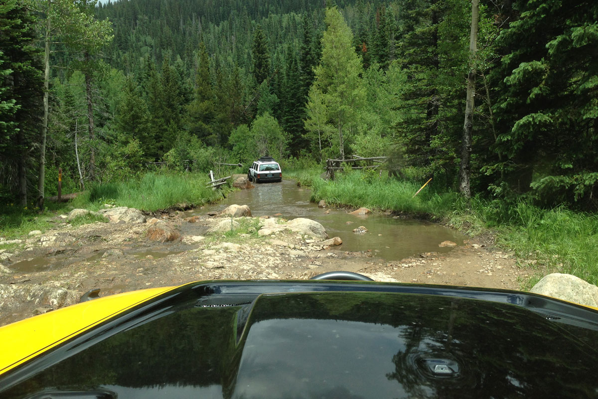 Jeep water crossing on the trail