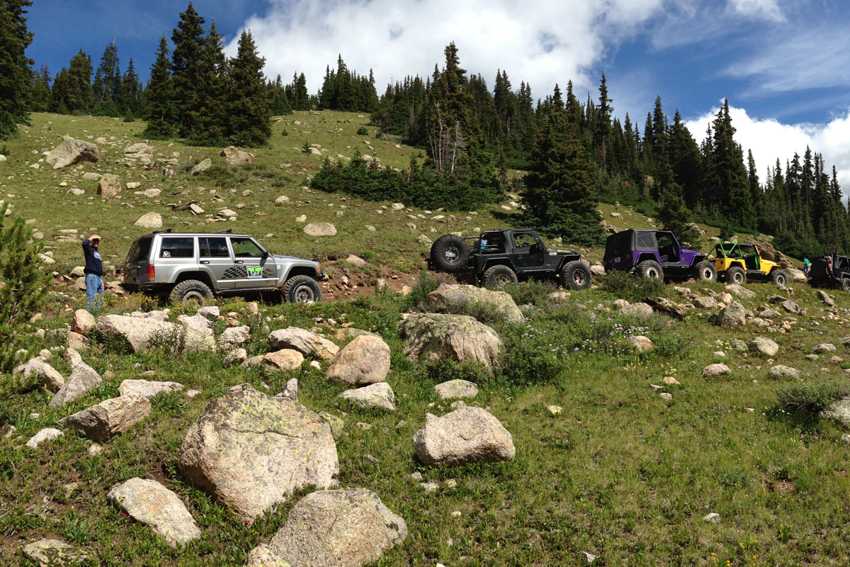 Jeeps on the trail in the mountains