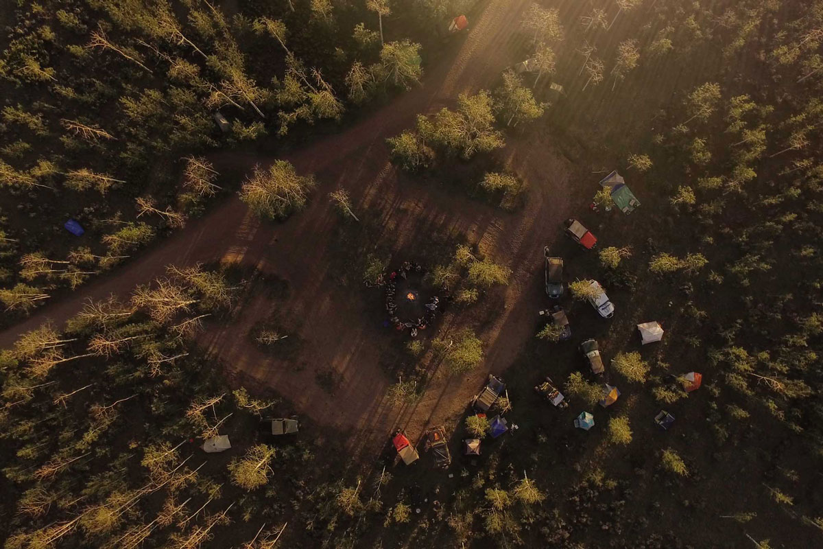 Overhead view of camp site