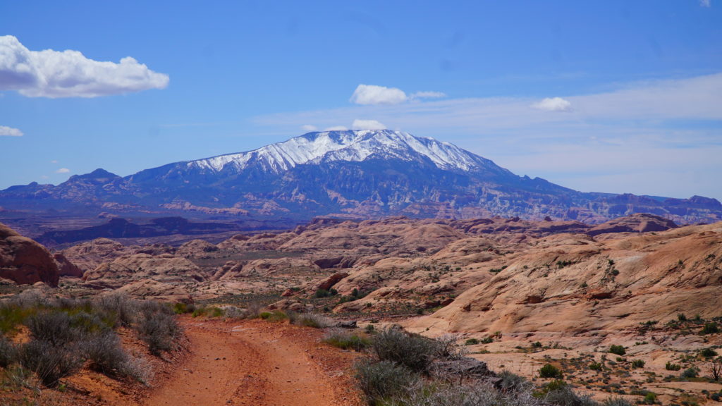 Mountain snow peak at the edge of the desert
