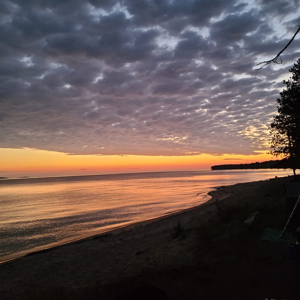 An amazing sunset on the beach