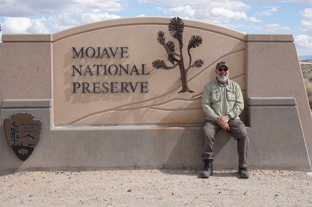 Bob at the entrance to the Mojave National Preserve